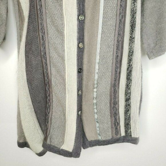 J Jill Gray Wool Mohair Cardigan Tunic Sweater M - Picture 3 of 8